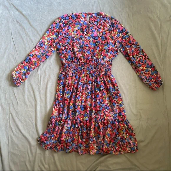 J.Crew Colorful Floral Long Sleeve Dress EUC Size M - Picture 7 of 7